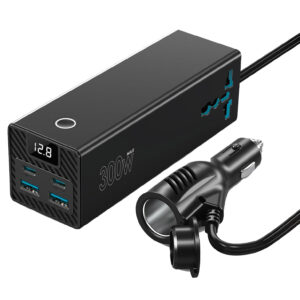 اینورتر و مبدل برق فندکی پاورولوژی مدل PWCUQC044 ظرفیت ۳۰۰ وات با نمایشگر